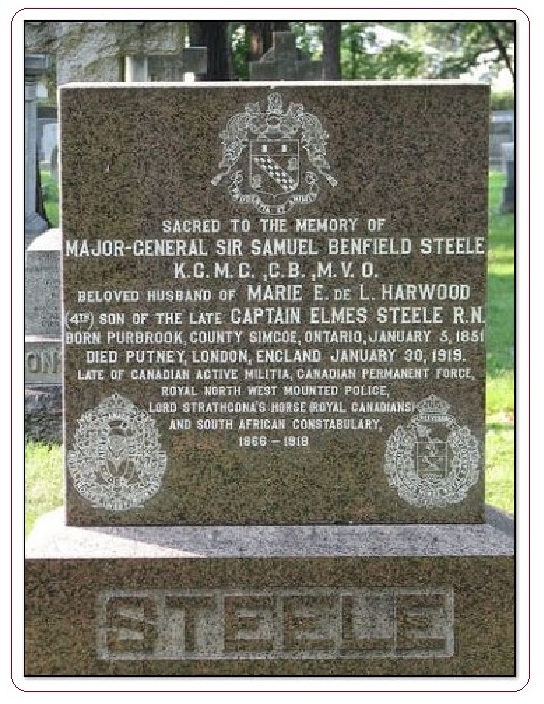 Grave marker of Major-General Sir Samuel Benfield Steele
