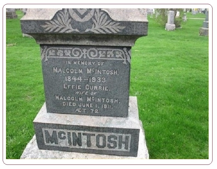 Grave marker of Malcolm McIntosh, born Martin Malcolm McIntosh, served as John Martin